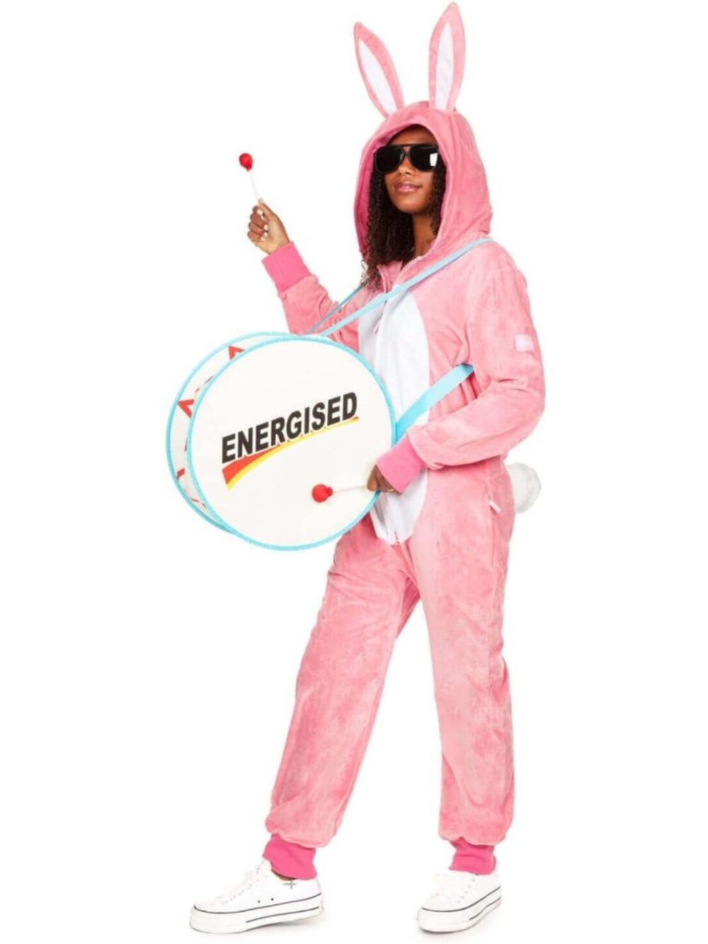 Energetic Bunny Halloween Costume for Women - Retro Jumpsuit & Fun Accessories